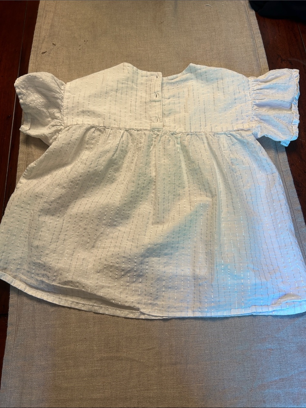 H&M White Short Puff Sleeve Peasant Top for Girls